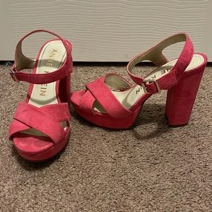 Pink open toed heels
